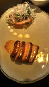 Pork Belly with tomato tower. -A take on the BLT